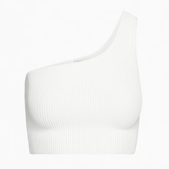 Aritzia Babaton Sculpt Knit One-Shoulder Cropped Tank in White - Picture 2 of 6